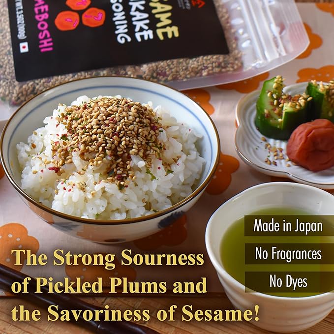 YAMASAN KYOTO UJI Japanese Umeboshi Furikake Seasoning, Sesame-Soy Marinade, Freeze-dried Sour Plum