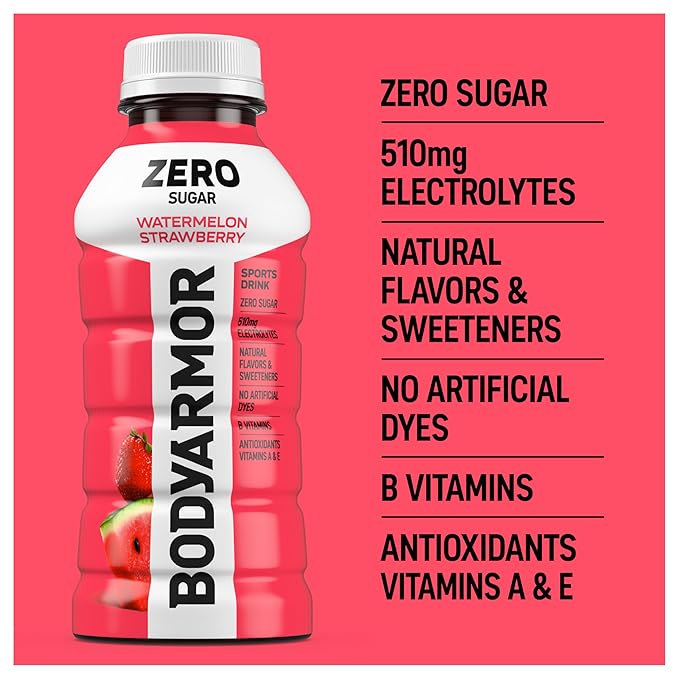 BODYARMOR ZERO Sugar Watermelon Strawberry, Sugar Free Sports Drink - Low-Calorie Hydration