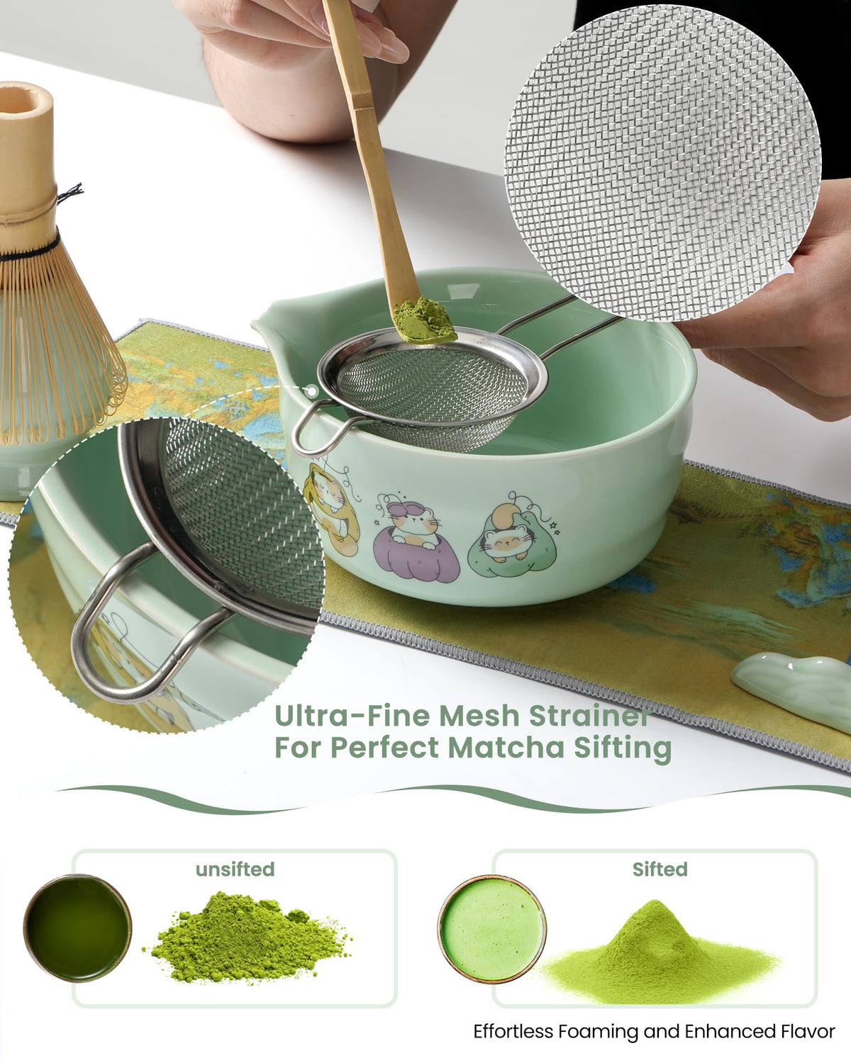 Matcha Whisk Tea Set Kit Japanese Matcha Kit - Matcha Bowl, Matcha Whisk and Holder, Bamboo Scoop