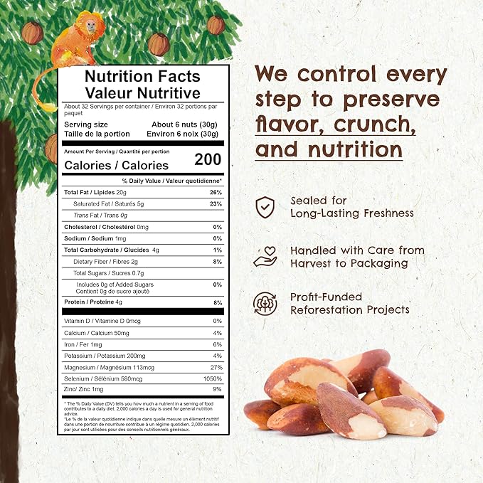 Snack The True Organic Brazil Nuts Medium Size 32 oz-2lbs – Raw and Unsalted – Kosher