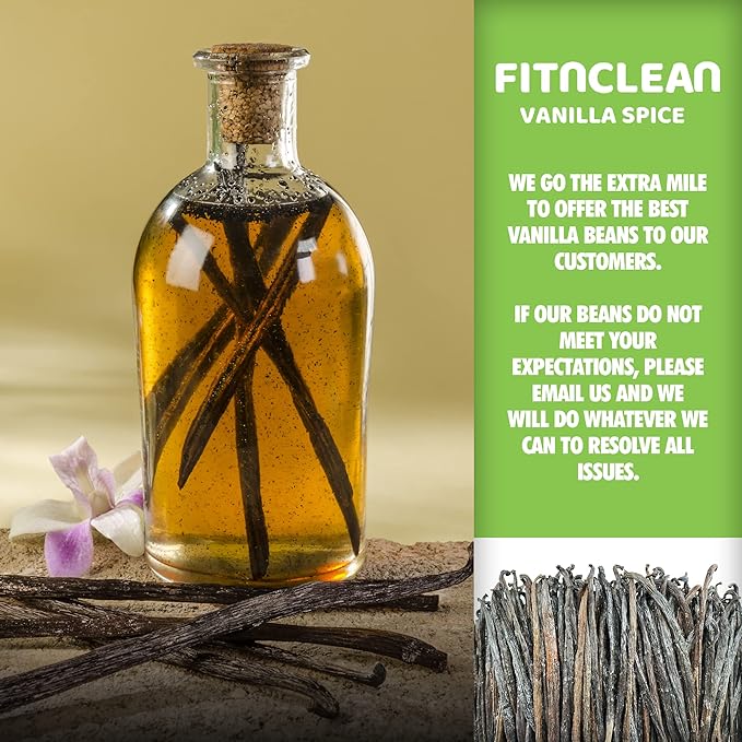 16oz Tahitian Vanilla Beans Grade A. 6"-7" Bulk for Extract, Cooking and Baking by FITNCLEAN