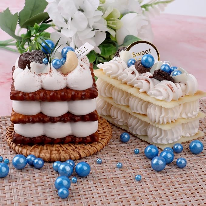 Royal Blue Sprinkles for Cake Decorating, 6 Sizes Mix 4.6 oz Edible Pearl Sugar Cupcake Ice Cream
