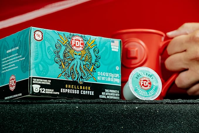 Fire Department Coffee - Gives Back to Firefighters - Bold & Smooth Shellback Espresso Coffee Pods