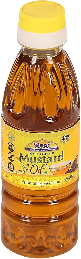 Rani Mustard Oil (Kachi Ghani) 6.76 Ounce (200ml) NON-GMO | Gluten Free | Vegan | 100% Natural |