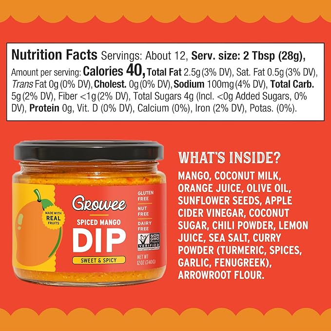 Growee Vegan Mango Dip ??Chutney Style ??Gluten-Free, Nut-Free, Queso Alternative ??Dairy-Free
