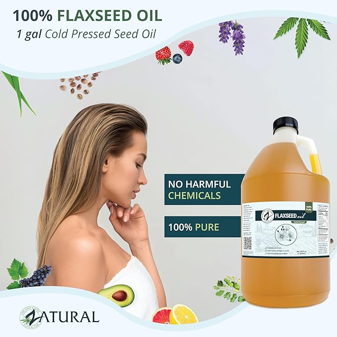 Zatural Flaxseed Oil Naturally Grown 100% Pure Flax Seeds Cold Pressed Vegan Omega Fatty Acids