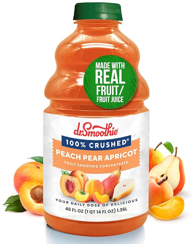 Dr. Smoothie 100% Crushed Peach Pear Apricot ??No Added Sugar, Made with Real Fruits/Fruit Juice