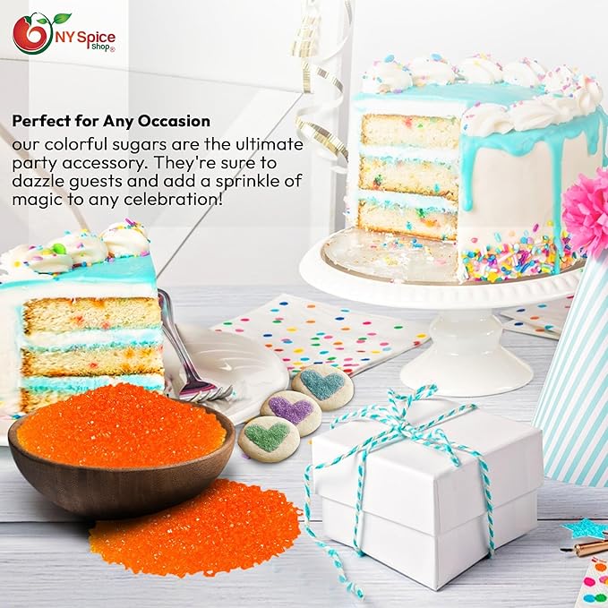 NY Spice Shop Orange Sanding Sugar - 3 Pound Sweet Colorful Edible Sprinkles For Candy Dish - Sugar