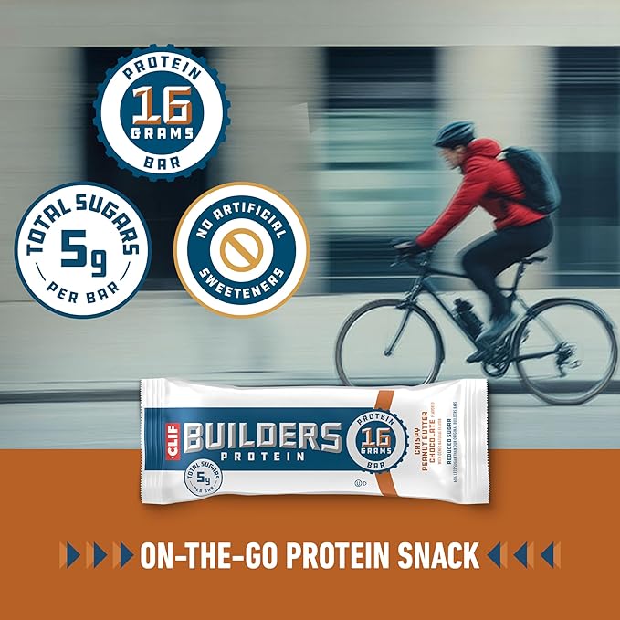 CLIF BUILDERS Protein Bars - Variety Pack - Crispy Almond Salted Caramel and Crispy Peanut Butter