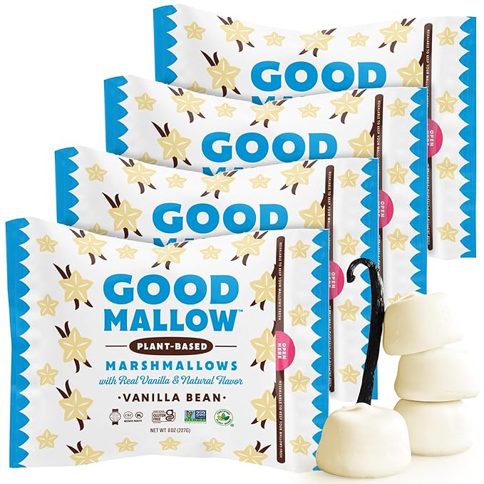 GoodMallow Vegan Marshmallows - Large Kosher Halal Gluten Free Dairy Free Healthy- Natural Gelatin