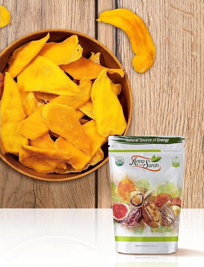 Anna and Sarah Dried Organic Mango, No Sugar Added, No Preservatives, Al-Natural, Premium Quality