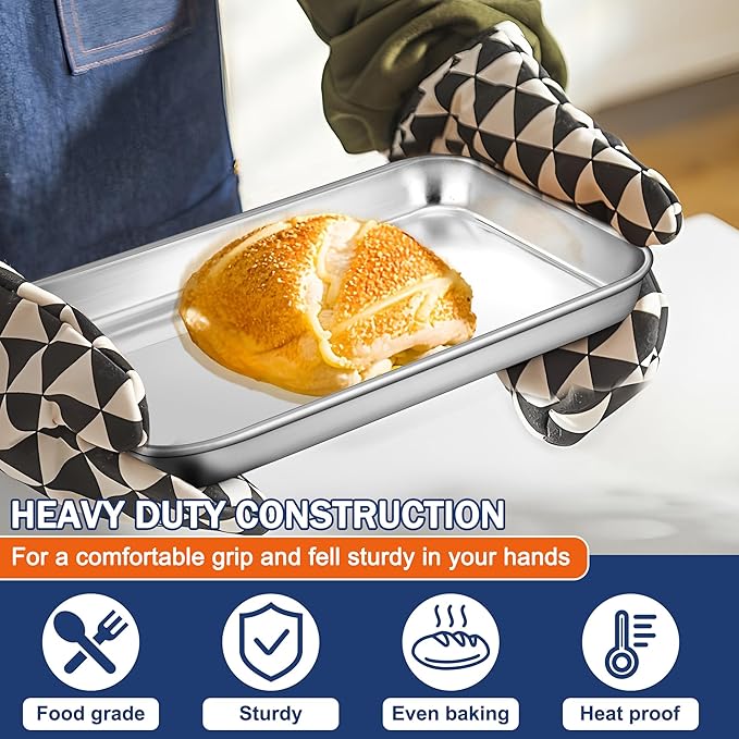 P&P CHEF 9 Inch Baking Cookie Sheet, Oven Pan Tray Stainless Steel Sheet Pan for Kitchen, Oven
