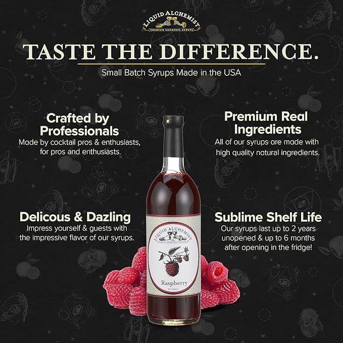 Liquid Alchemist Raspberry Syrup for Drinks - Real Ingredients Make the Perfect Summer Cocktail or
