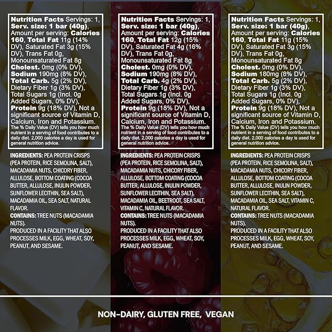 Blueprint by Bryan Johnson Macadamia Nut Protein Bars ??Variety Pack Protein Bars - Lemon, White