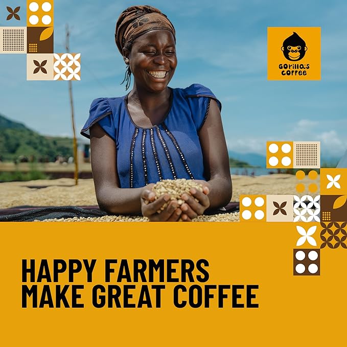 Gorilla's Coffee 100% Arabica - Dark Roast Whole Bean Coffee, Fair Trade, Full Bodied, with Notes