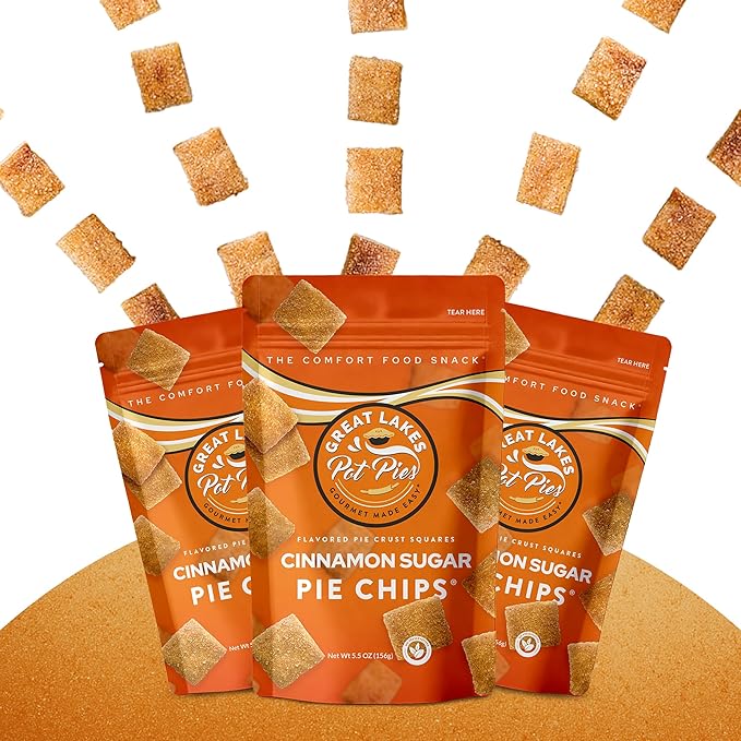 Great Lakes Pot Pies - Cinnamon Sugar Pie Chips - Crunchy Cookie Crisp - Buttery Cinnamon Snacks