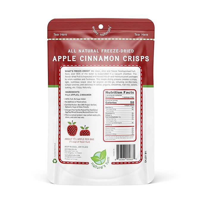 Nature’s Turn Freeze-Dried Apple Cinnamon Crisps – Healthy, Gluten-Free, Crispy & Delicious