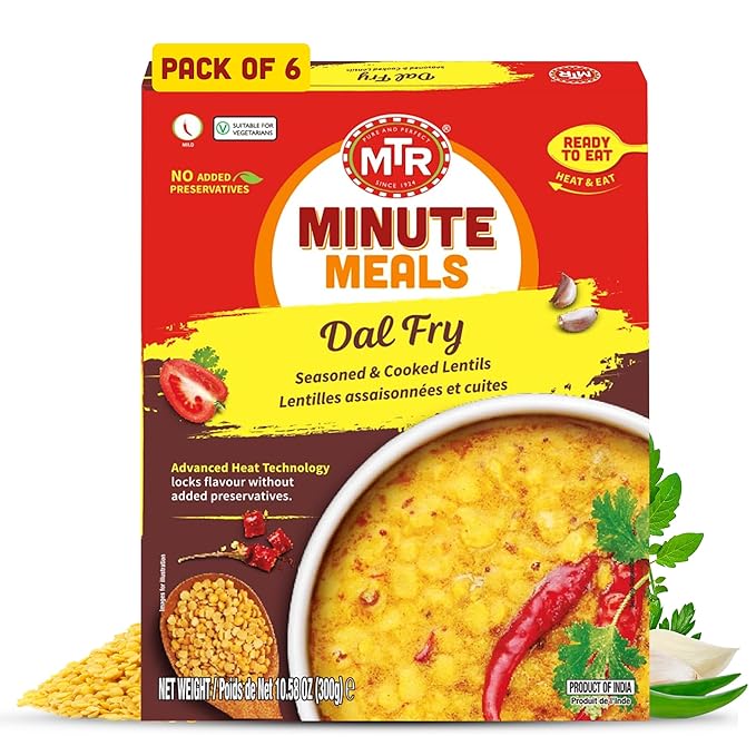 MTR - Minute Meals: Dal Fry - Flavorful Seasoned & Cooked Lentils - Authentic Indian Ready-To-Eat