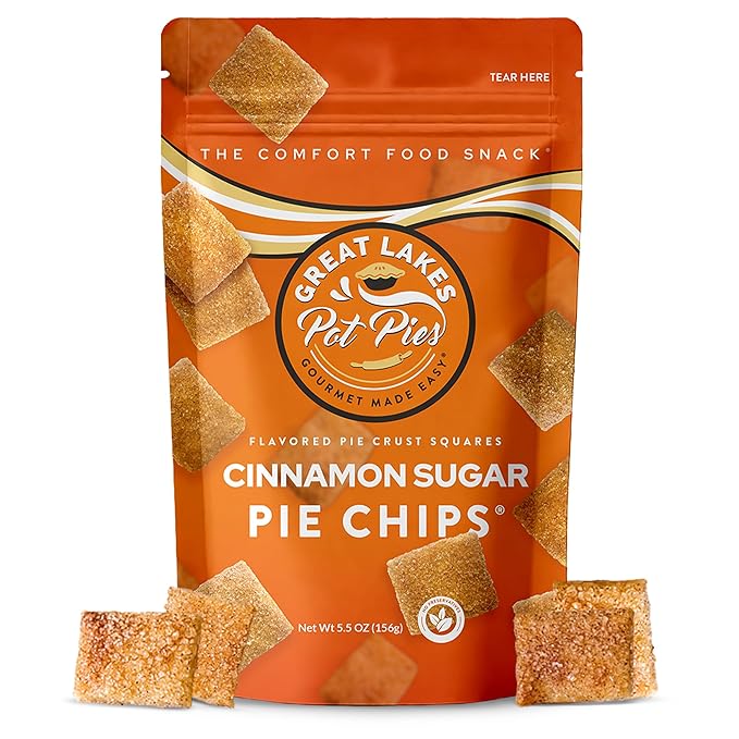 Great Lakes Pot Pies - Cinnamon Sugar Pie Chips - Crunchy Cookie Crisp - Buttery Cinnamon Snacks