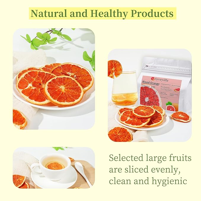 Dried Blood Orange Slices,Dehydrated Blood Orange Slices 8.82oz/250g Perfect for Cocktails,Fruit