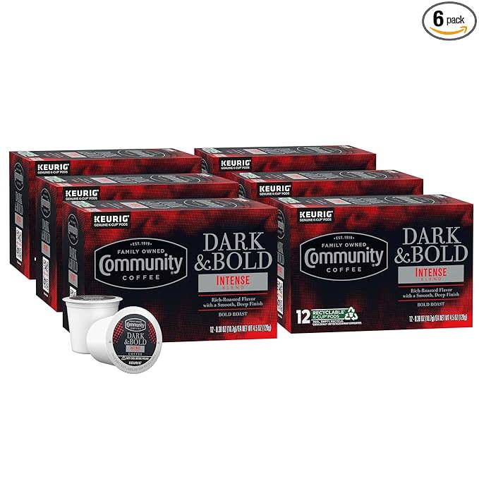 Community Coffee Dark & Bold Intense Blend 72 Count Coffee Pods, Dark Roast Compatible with Keurig