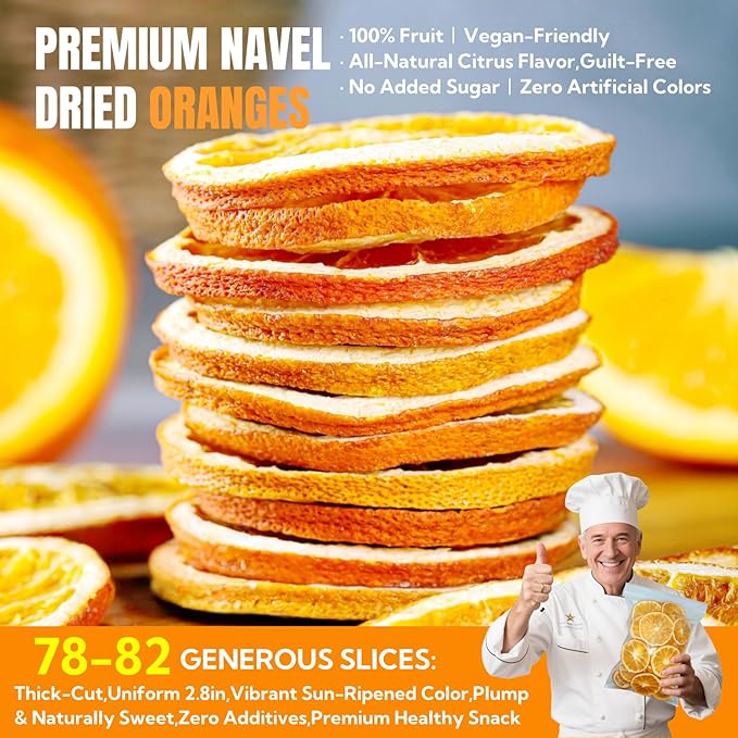 Premium Dried Orange Slices 8.8oz/250g,Dehydrated Orange Slices NO Addtives,Dried Oranges No Sugar