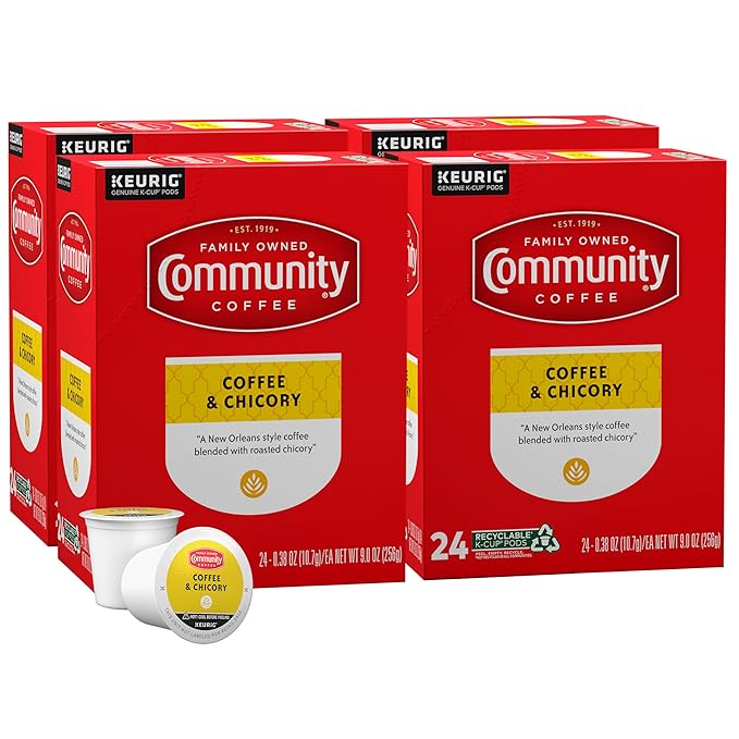 Community Coffee Coffee & Chicory 96 Count Coffee Pods, Medium-Dark Roast, Compatible with Keurig