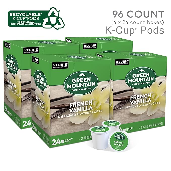 Green Mountain Coffee Roasters French Vanilla Coffee, Keurig Single-Serve K-Cup pods, Light Roast