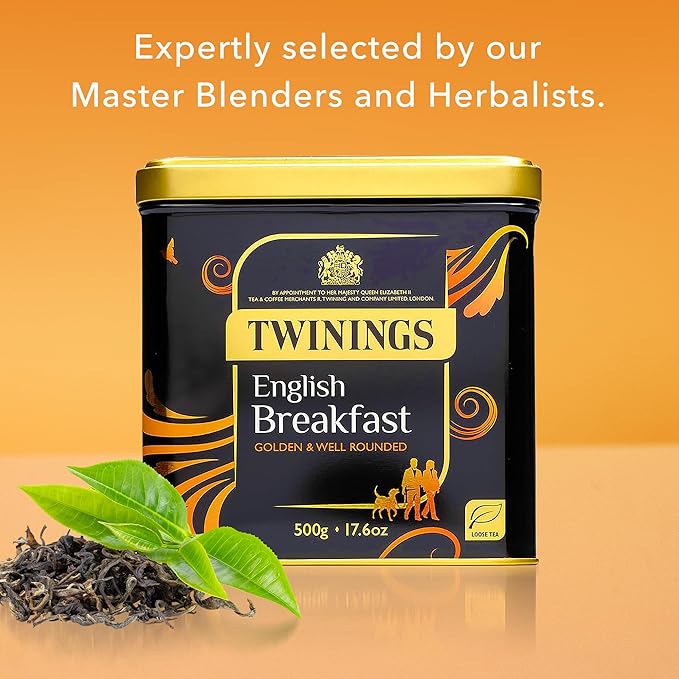 Twinings English Breakfast Loose Leaf Black Tea, 17.64 Ounce (500g) Tin, Caffeinated, Enjoy Hot or