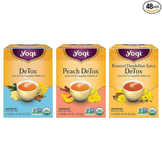Yogi Herbal DeTox Variety Pack (3 Pack) Healthy Cleansing Formula - Caffeine Free - 48 Organic Tea