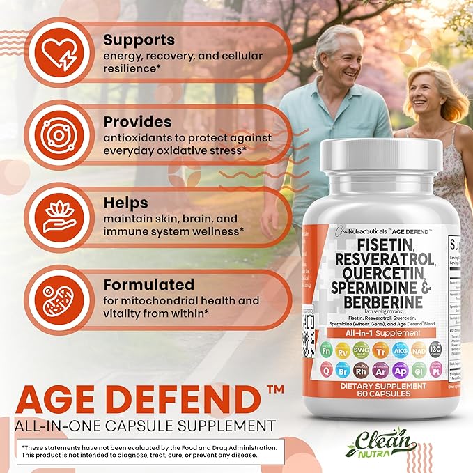 Clean Nutraceuticals Fisetin Quercetin Resveratrol with Spermidine Wheat Germ Extract - Health
