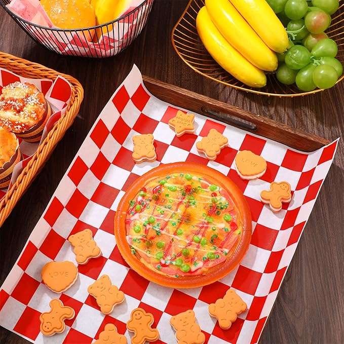Honeydak 600 Pcs Sandwich Wrapping Paper Sheet 15x15 Checkered Food Wax Sheets Parchment Burgers