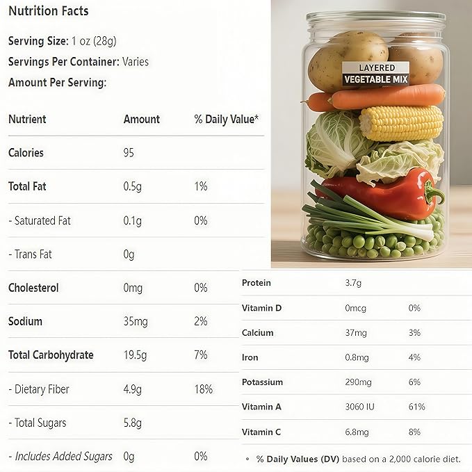 7 oz 200 g Dehydrated Vegetable Soup Mix | Colorful Veggie Blend for Ramen, Stews & Pantry Storage