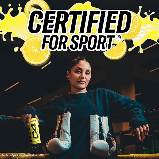 C4 Energy Drink, Lemonade Limited Edition Carbonated, Sugar Free Pre Workout Performance Drink with