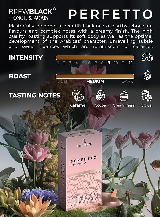 BrewBlack Perfetto Coffee Capsules - 120 Aluminum Coffee Pods Compatible with Nespresso Original
