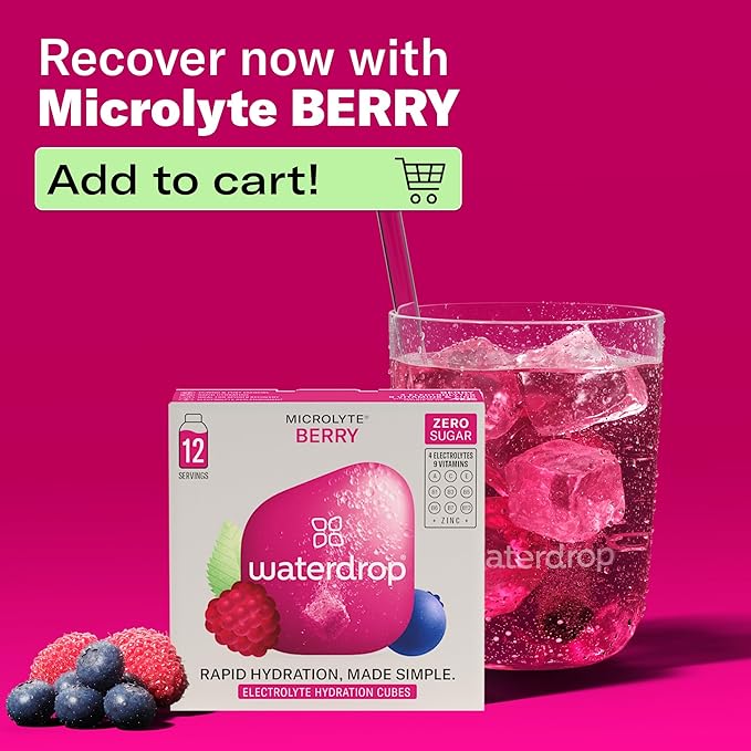 Waterdrop Microlyte Hydration Cubes, Berry Flavor, Electrolyte Drink Mix with Zinc, Magnesium