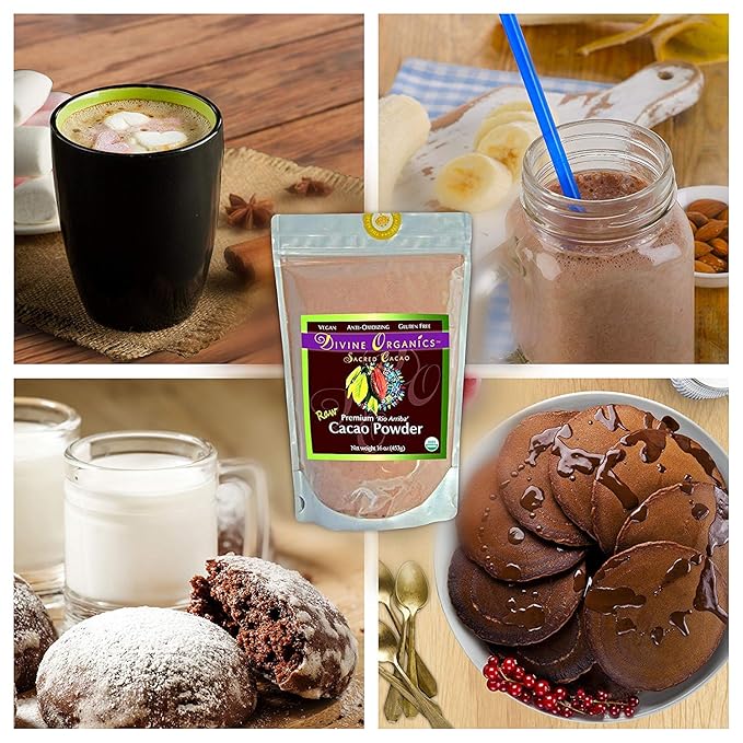 Divine Organics Raw Cacao Powder/Raw Cocoa Powder - Certified Organic - Premium Rio Arriba