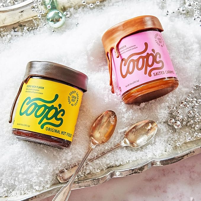 Coop's Original Hot Fudge & Salted Caramel Sauce (2- Pack): Gourmet, All Natural, Handcrafted
