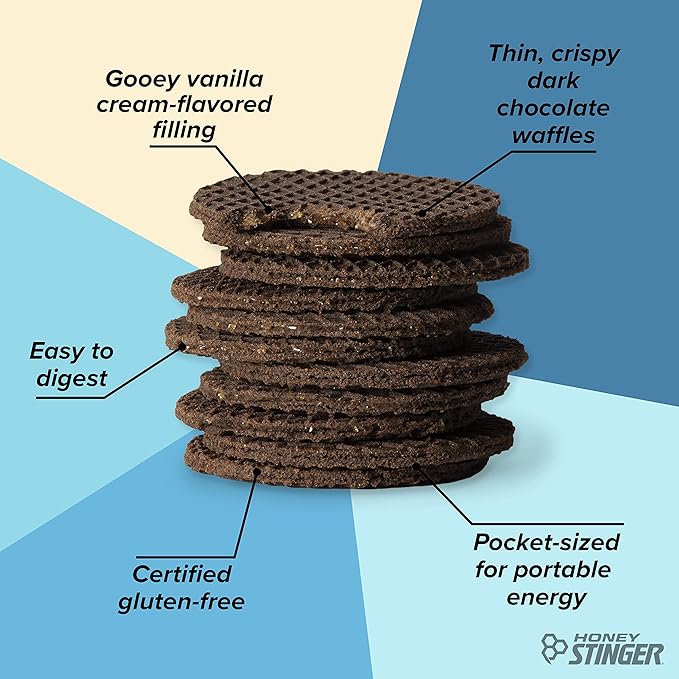Honey Stinger Organic Gluten Free Cookies & Cream Waffle, Energy Stroopwafel for Exercise