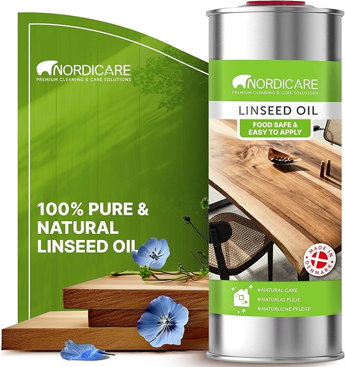 Nordicare [1L] Linseed Oil for Wood Protection I Linseed Oil Varnish Wood Oil for Indoor I Boiled