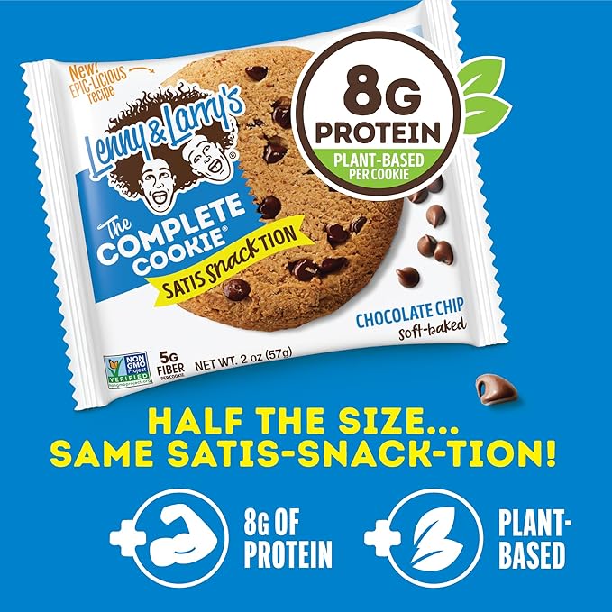 Lenny & Larry's The Complete Cookie Snack Size, Chocolate Chip, Soft Baked, 8g Plant Protein