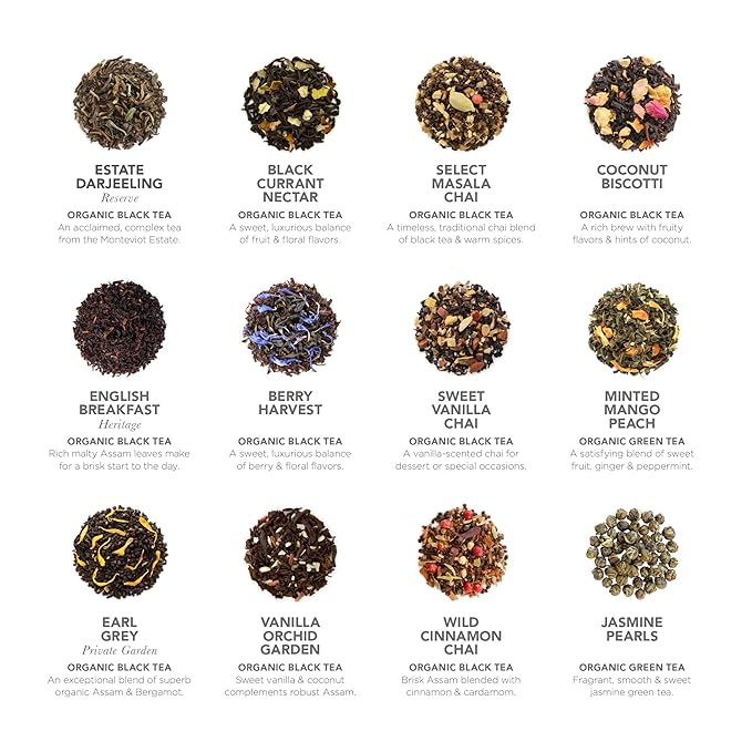 Teabloom - World's Finest Pyramid Tea Collection, 24 Varieties of USDA Certified Organic Teas