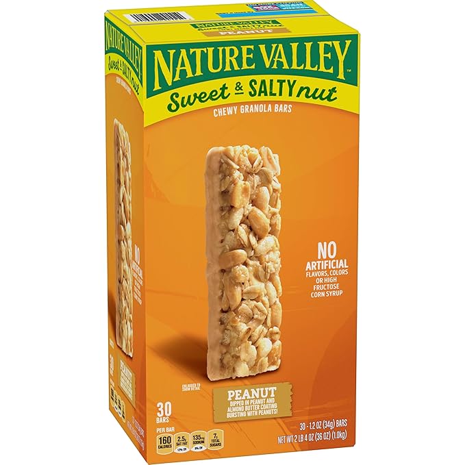 Nature Valley Sweet & Salty Peanut Chewy Granola Bars Bulk 30 Count, 36 oz Box, No Artificial