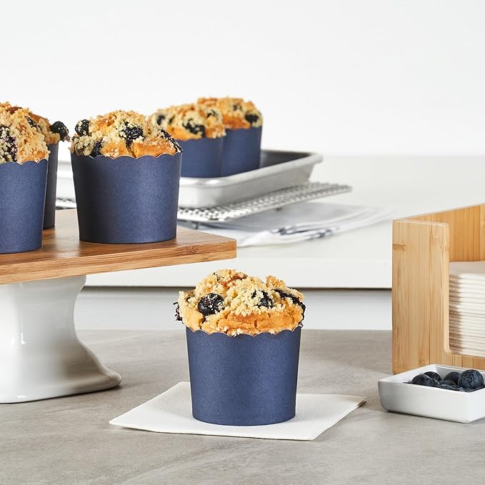 Panificio 6 Ounce Cupcake Wrappers, 200 Scalloped Baking Cups - Oven-Ready, Greaseproof, Midnight
