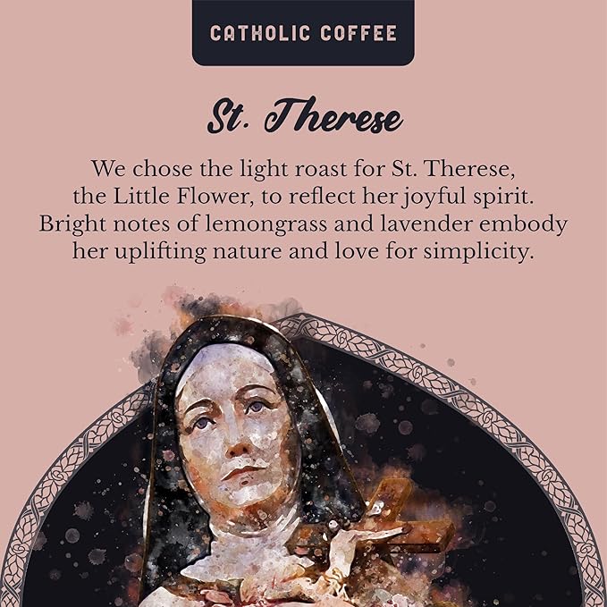 Catholic Coffee St. Thérèse of Lisieux | Light Roast Ground Coffee ??Vanilla & Citrus Notes | 12oz