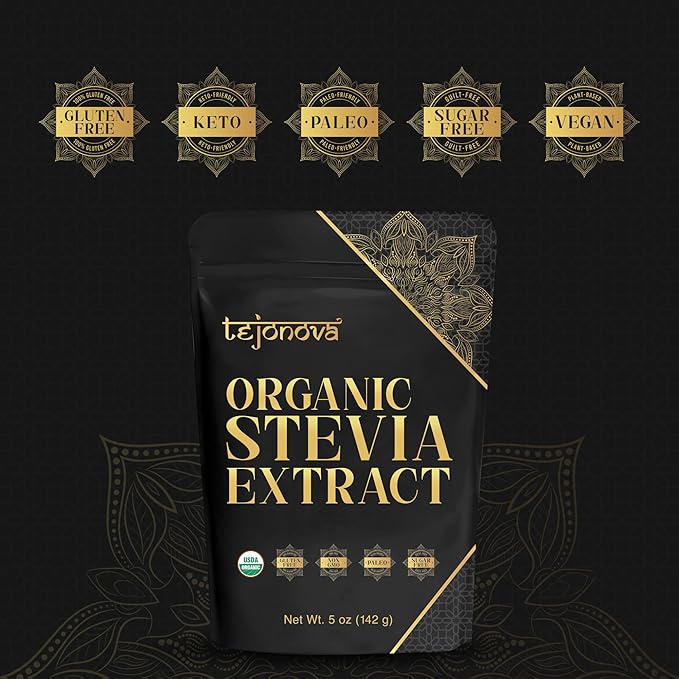 tejonova Organic Stevia Powder, 5oz, Stevia Sweetener, Stevia Organic, Stevia Extract Powder, Zero