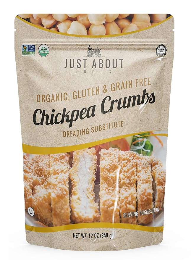 Organic Chickpea Bread Crumbs | Organic & Gluten Free | Breading Substitute | Paleo | 12 Oz (Pack
