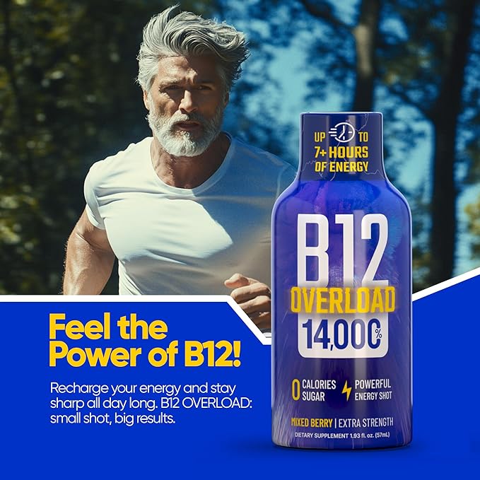 B12 Overload Extra Strength Energy Shot ??Mixed Berry ??260mg Caffeine, 14000% B12, Electrolytes