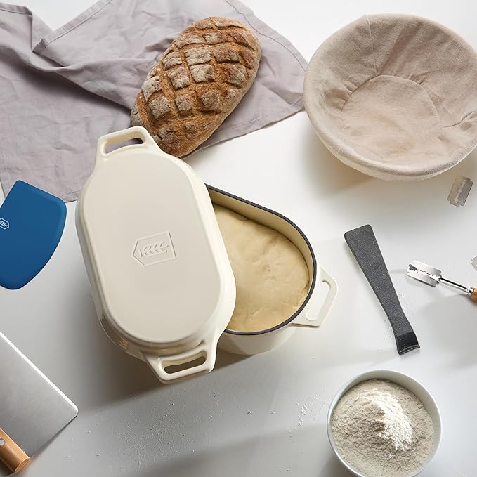 Bread Proofing Set, by Kook, Sourdough Bread, Rattan Baskets and Liners, 1 Round and 1 Oval