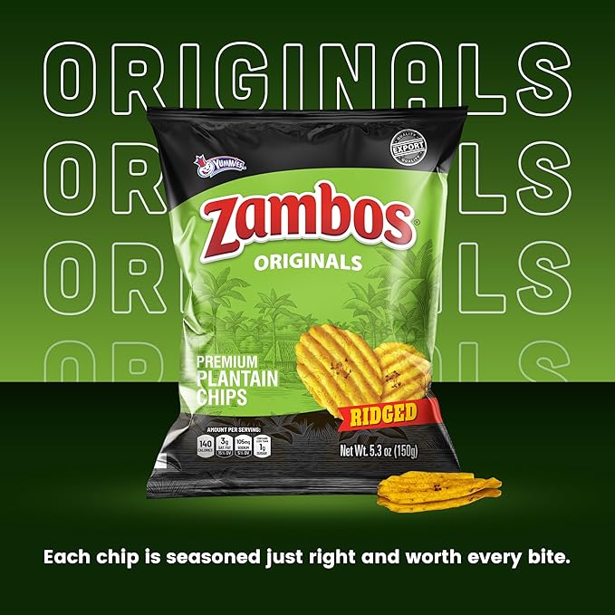 Zambos Plantain Chips Original, Ridged (Pack of 2)